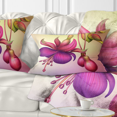 Coussin lombaire floral avec feuilles fuchsia fleurs