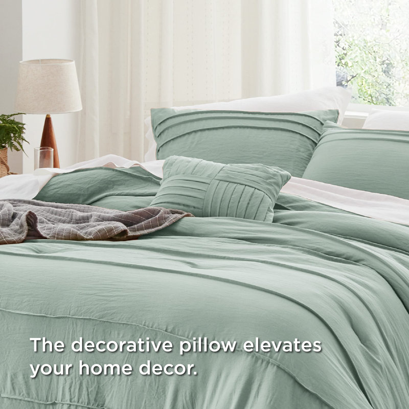 Bedsure Pinch Pleat Comforter Set Boho Bed-in-A-Bag Bedding Set with  Pillowcases for All Season, Sage Green