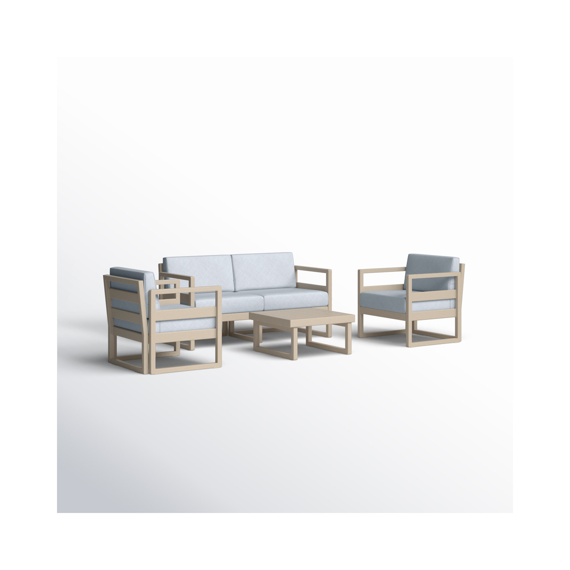 Lane 4 - Person Patio Conversation Set with Cushions, Taupe, Canvas Granite Sunbrella® Canvas