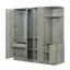 Placard 4 portes gris avec grand miroir de rangement-120762747