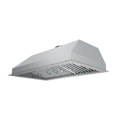 Hotte de cuisine encastrée Victory 42 pouces 900 CFM en acier inoxydable avec double ventilateur puissant, filtres à chicane, interrupteur rotatif à 4 vitesses et DEL à intensité variable.