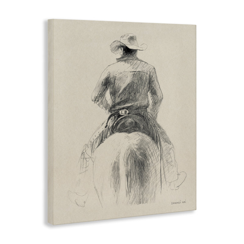  Dessin traditionnel de toile de cowboy par Danhui Nai, H 20 po x l 16 po