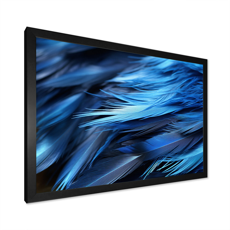 «Blue Heron Feathers of Light I», reproduction sur toile, Cadre photo noir, H 16 po x l 32 po x P 1 po