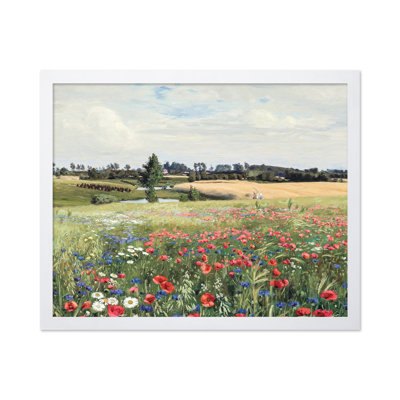 Champ avec coquelicots et marguerites