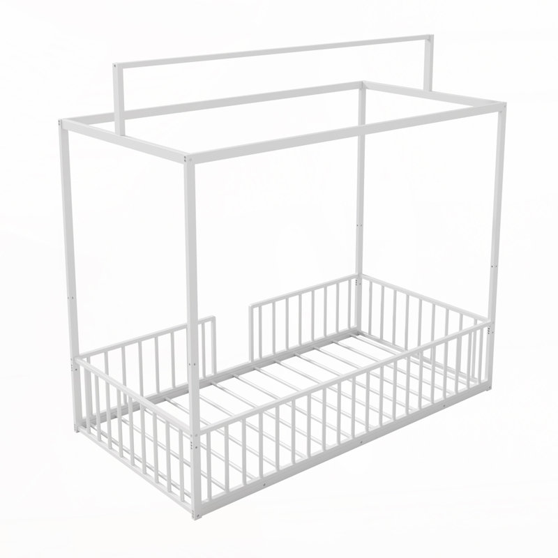 Lit plateforme robuste en métal, Simple, Blanc