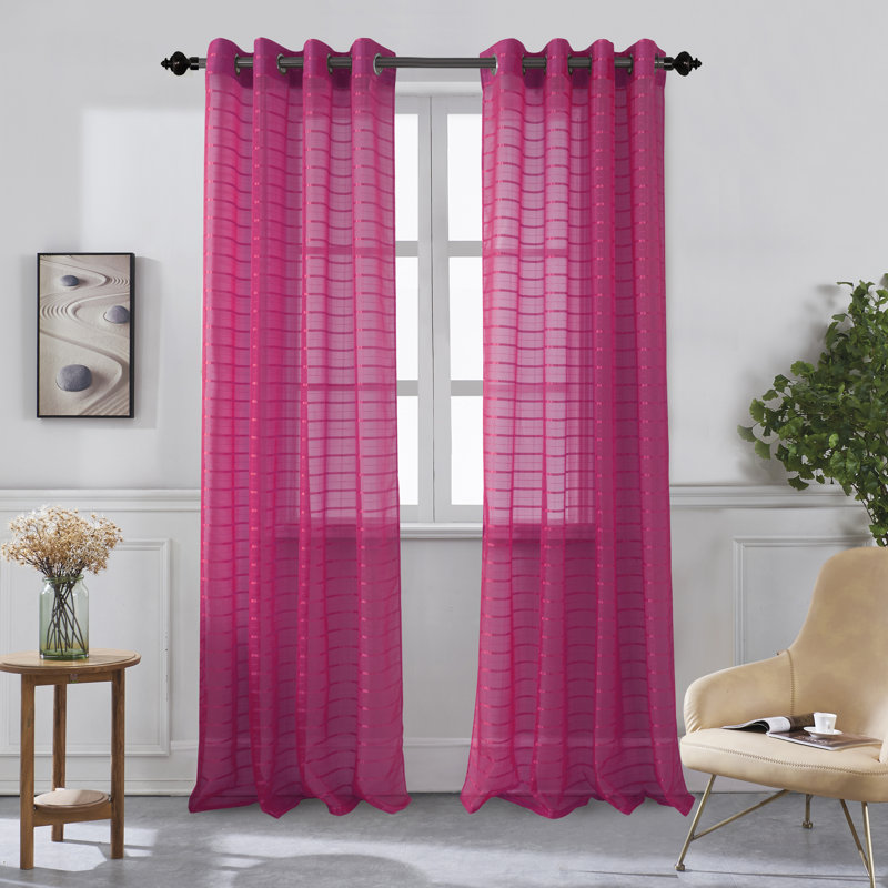 Kaci-Lea Sheer Curtain Pair, Fuchsia