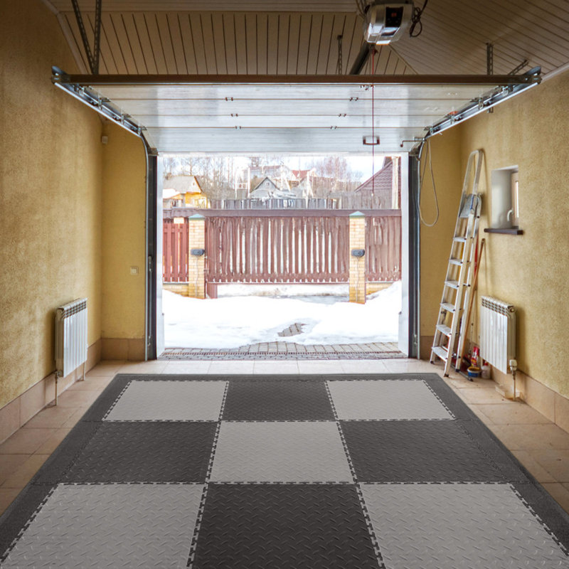 Ensemble de bords de transition pour planchers de garage pour hommes, bords et coins, bordure de garage modulaire robuste en PVC antidérapant, compatible uniquement avec les tapis à 4 côtés, noir