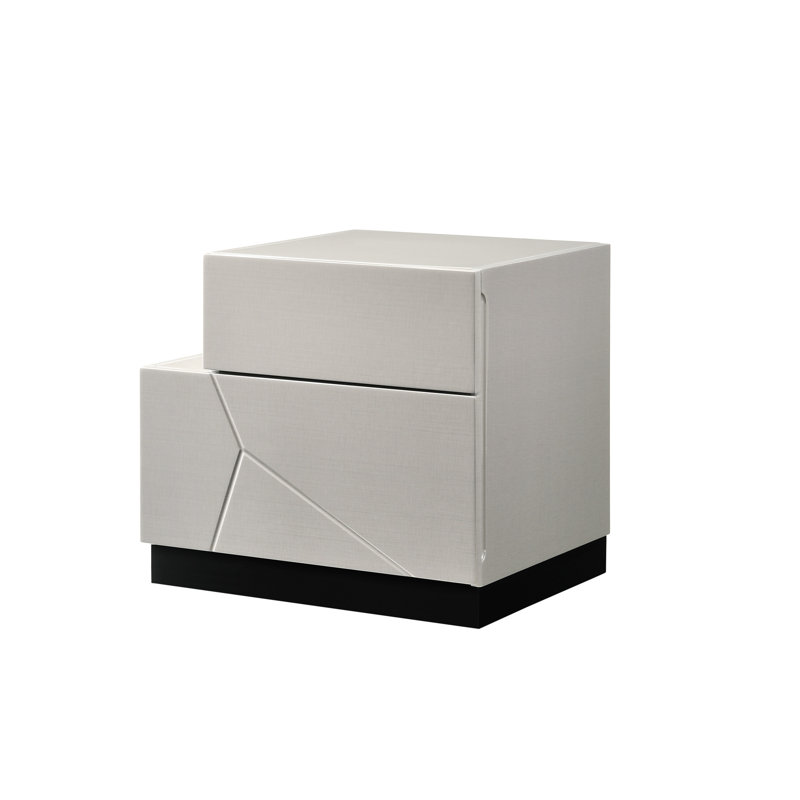 Table de chevet 2 tiroirs Mcguinness en gris clair / noir, Gauche