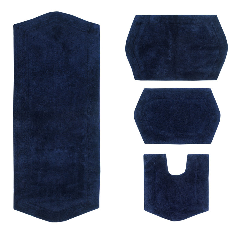 Ensemble de tapis pour salle de bain 4 pièces Morissette, Bleu marine