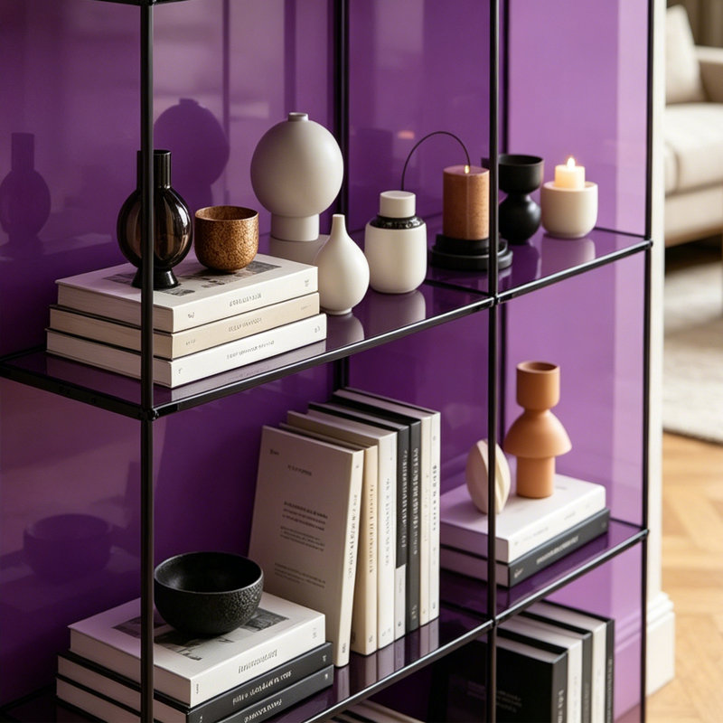 Transparent acrylic multi-layer display bookcase, Purple