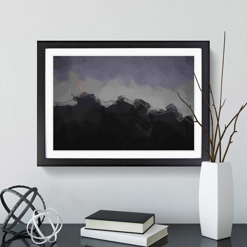 Airplane Above the Mountain in Abstract - Picture Frame Graphic Art Print, 36cm H x 48cm W x 2cm D, Black Framed