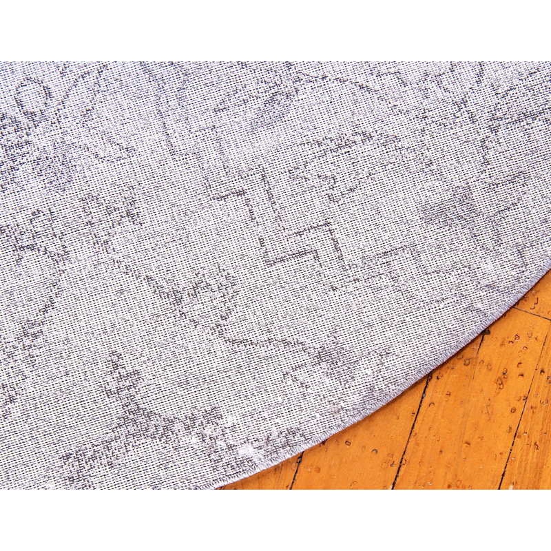 Tapis de couleur os à motif géométrique jacquard, Rond 6 pi