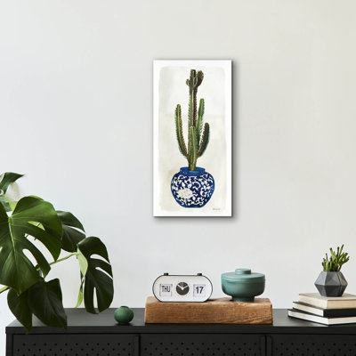 «Cacti in Blue Pot 2» par Stellar Design Studio, art mural en verre acrylique