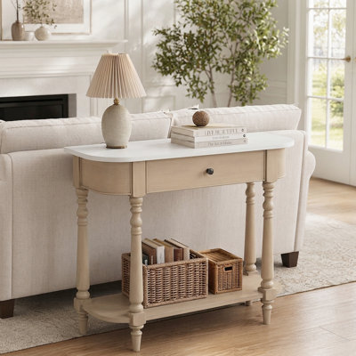 Classic Narrow Entryway Console Table With Spindle Legs And Storage Space,Functional Sofa Table For Home