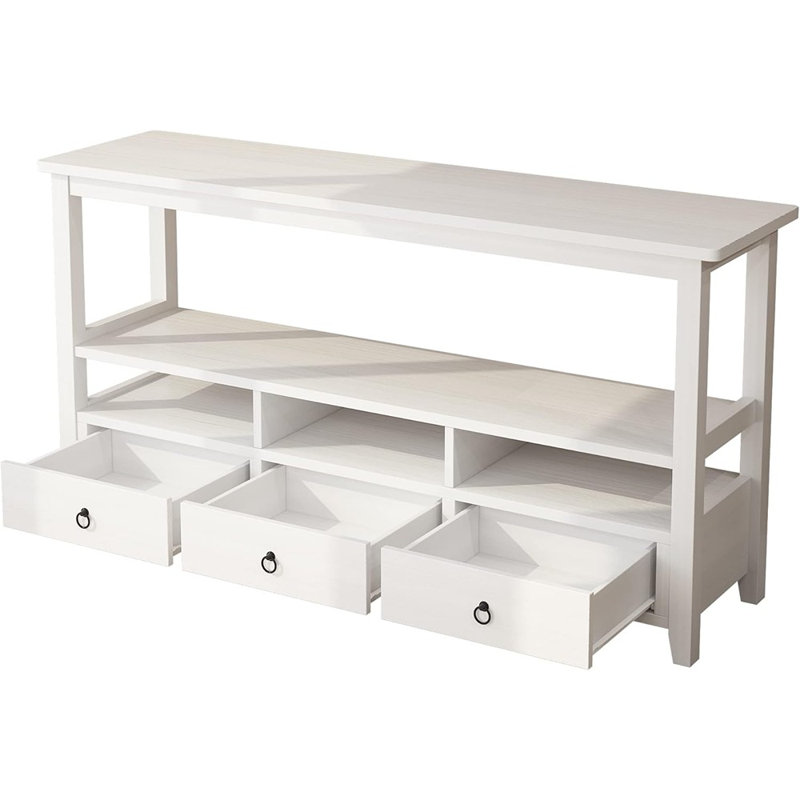 Console avec tiroirs et tablettes - blanc