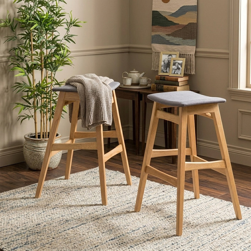 Tabouret de bar, Naturel, Gris foncé