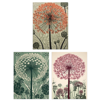 Elegant Floral Allium Blooms - 3 Piece No Frame Print