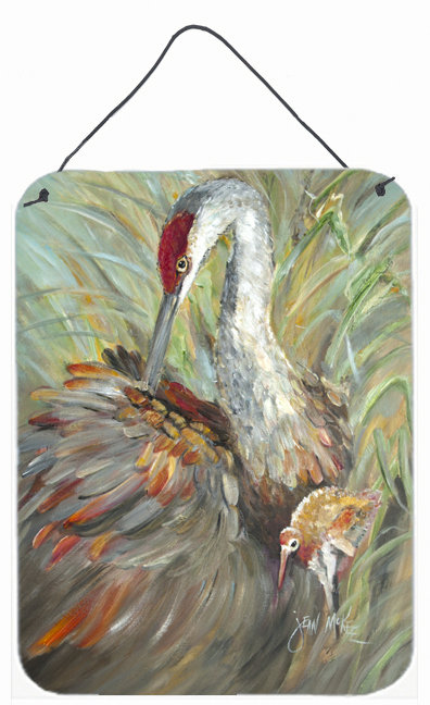 «Sandhill Crane with Baby» par Jean McKee, reproduction d'art sur bois