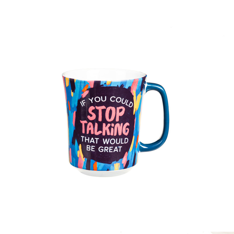 14 oz Tasse en céramique avec boîte-cadeau assortie, «Stop Talking»