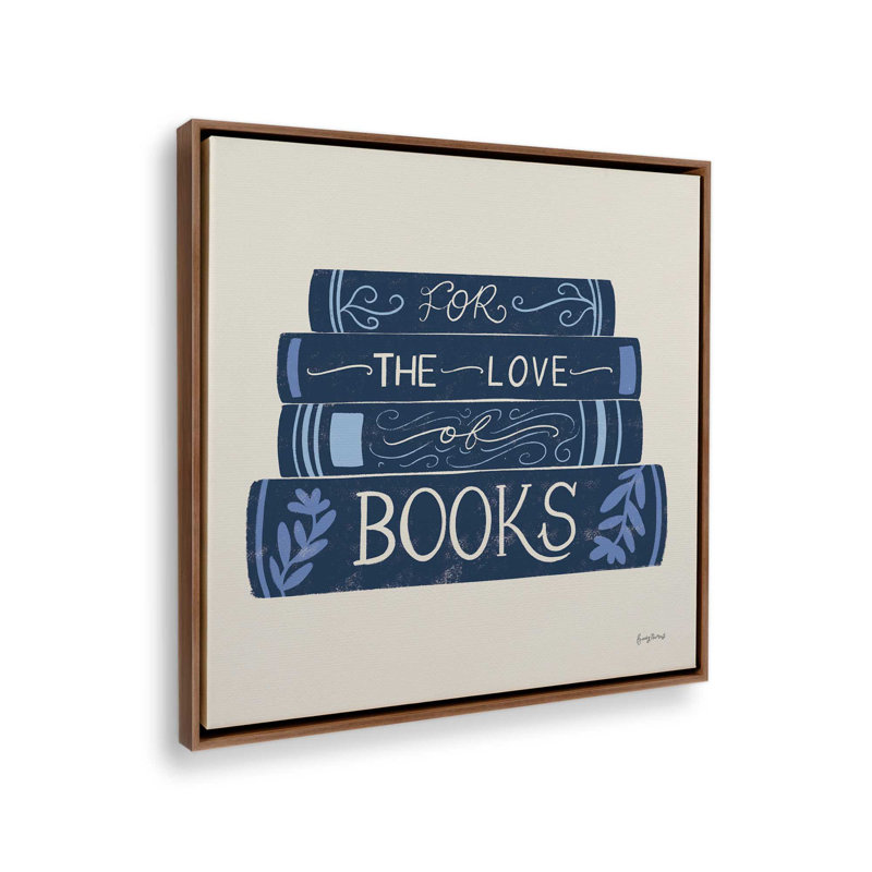 «Bookish Blue III» par Becky Thorns, reproduction d'art sur toile, Brun, H 12 po x l 12 po, Cadre flottant