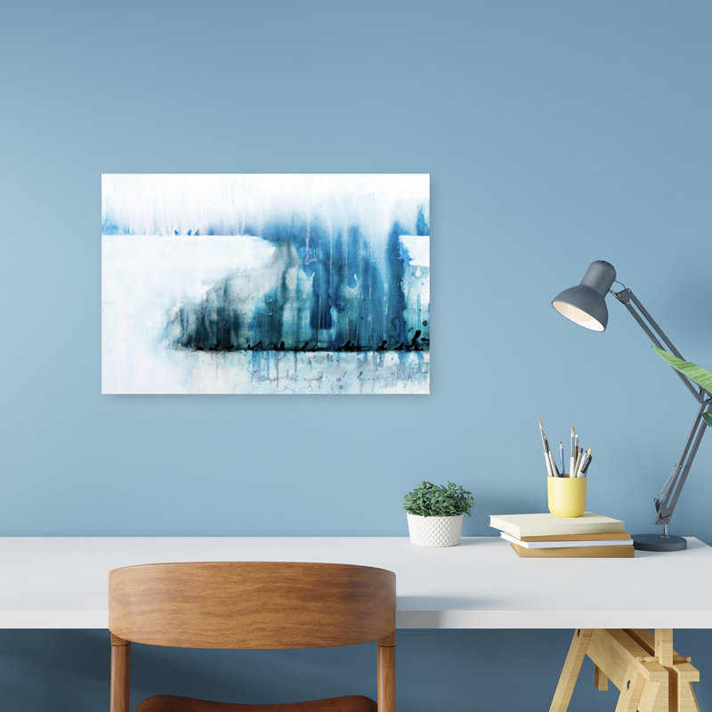 Art mural de paysage océanique abstrait abstrait, 12" H x 18" W