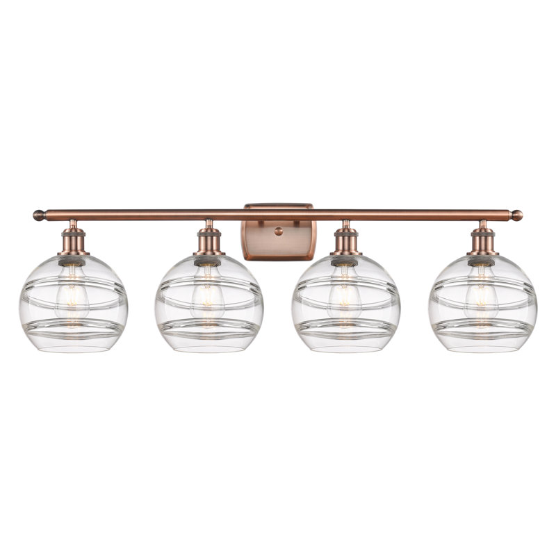 Chartoff 4 - Light Dimmable Vanity Light, Clear, Antique Copper