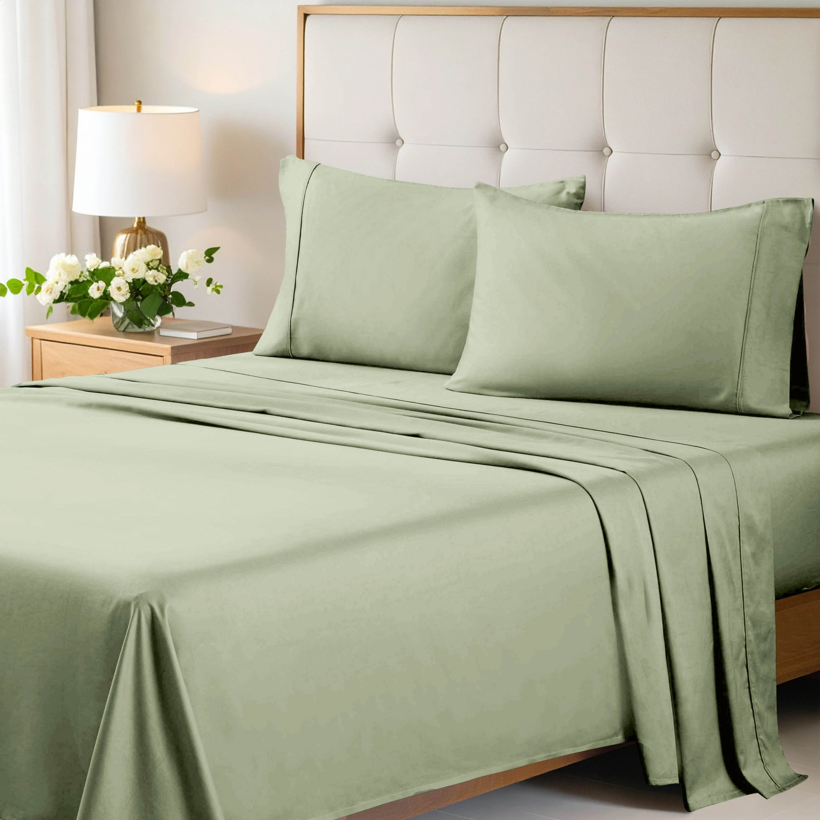 Cotton Sheet Set, King, Sage