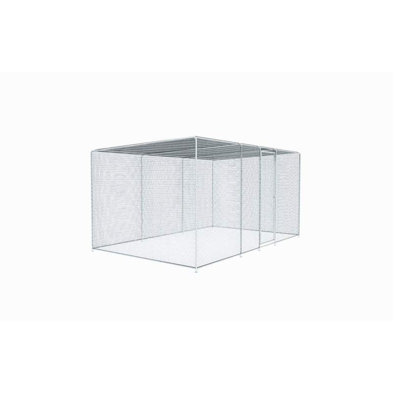 Poulailler, filet de 13 x 8 x 6,5 pi, verrouillage automatique et couvercle imperméable, enclos en métal galvanisé avec traitement antirouille 13 x 8 x 6,5 pi, conception à verrou, protection étendue, acier à cadre complet