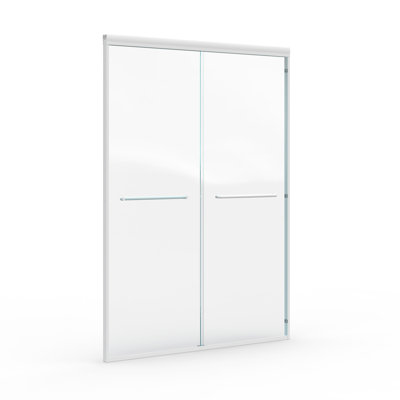 44" - 48" W x 72" H Double Sliding Shower Door, Semi-frameless Bypass Bathroom Sliding Door with 1/4" (6mm) Tempered Glass for Walk-in Shower