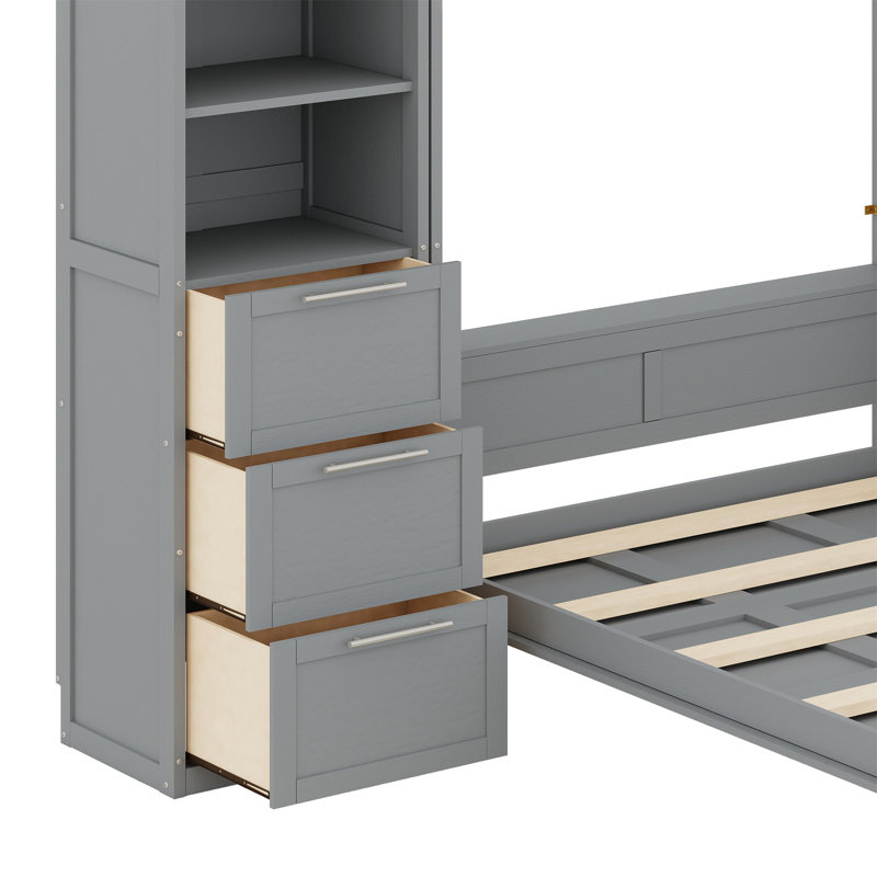 Lit escamotable Murphy avec placard, tiroirs et tablettes