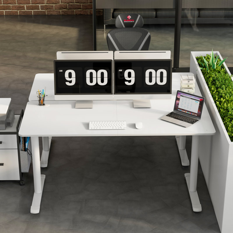 Metal Base Computer Desk, White