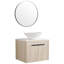 Meuble-lavabo mural 24 po avec vasque en céramique, meuble-lavabo en chêne blanc, charnières à fermeture en douceur, style flottant, rangement spacieux, poignées en métal, porte à fermeture en douceur de 2 pièces, armoires de porte, paquets
