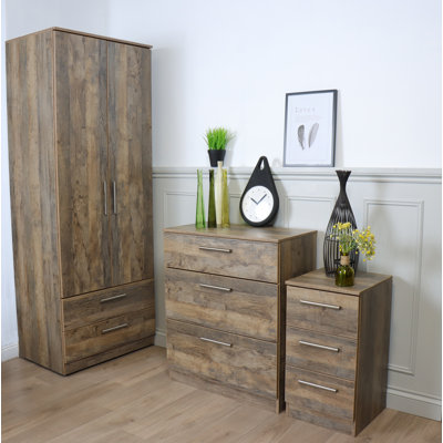 Fully Assembled Lemond 3 Drawer Bedside Table