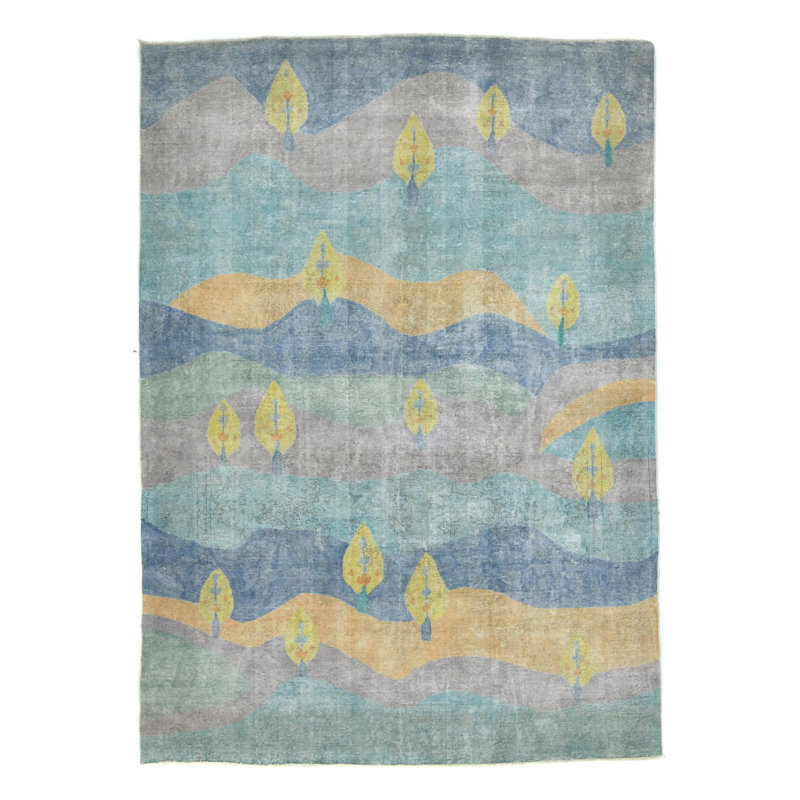 Tapis oriental multicolore transitionnel 8 X 11 de conception unique