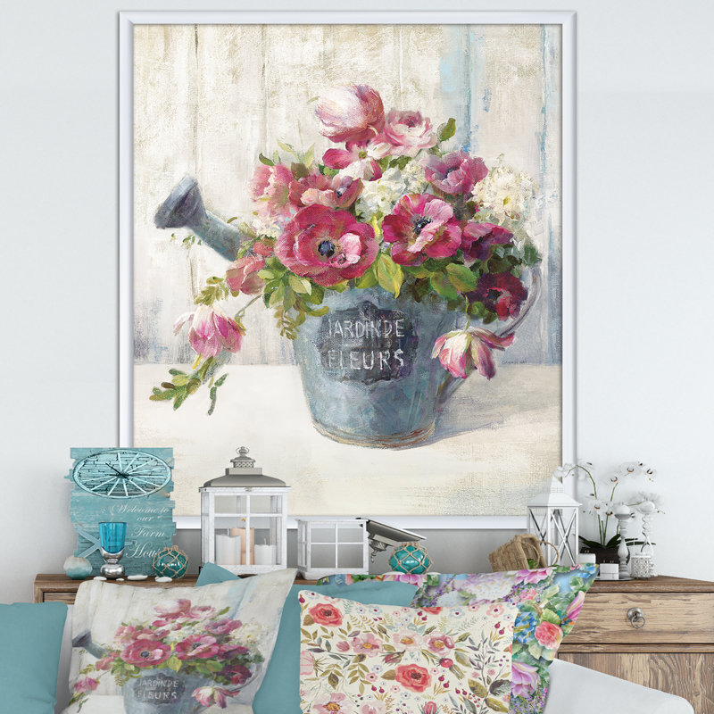 " Maison Des Fleurs I ", White Framed, 20" H x 12" W x 1" D