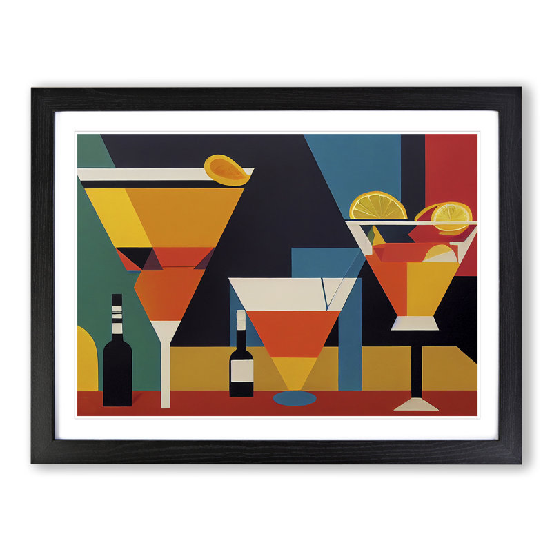Retro Cocktail Vol.5 - Single Picture Frame Painting, Black Framed, 25cm H x 34cm W x 2cm D