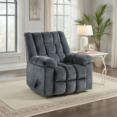 Fauteuil inclinable traditionnel berçant en tissu en chenille de 41 po avec inclinaison douce Gabriel