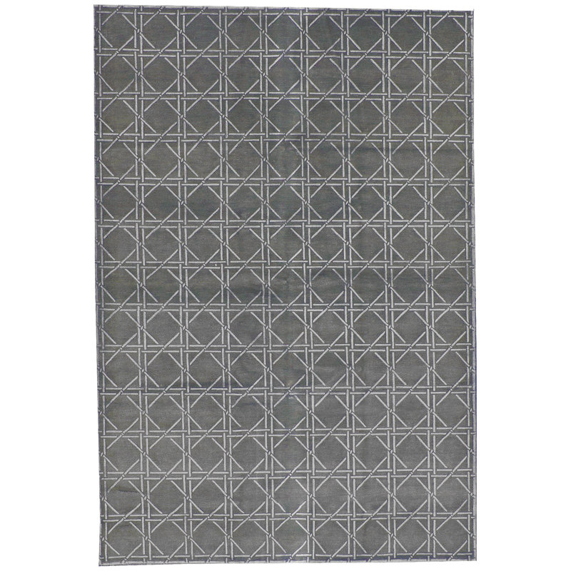 Tapis gris de haute qualité noué à la main