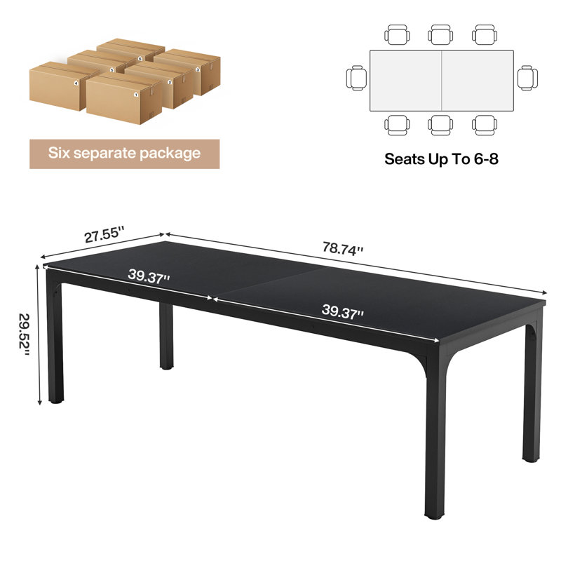 Eiza 78.74'' Rectangle Conference Table, Black