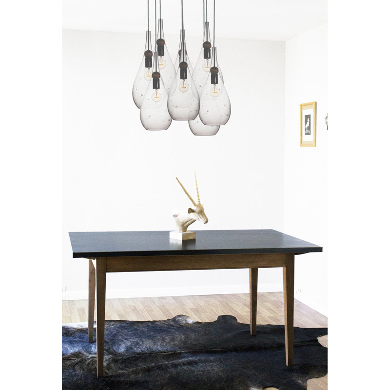 Earth 8 - Light Chandelier, Matte Black, Seeded Glass, 108" H x 24" W x 24" D