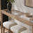 Frosted Glass Console Table With 3 Stools