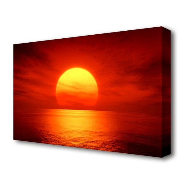 East Urban Home Red Ocean Glow Sunset - Wrapped Canvas Art Prints ...