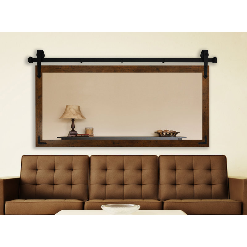 Neace Wood Wall Mirror, 37" H x 66" W, Rustic Light Walnut