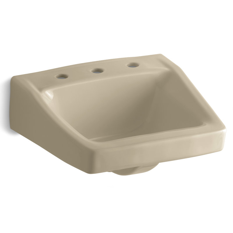 Chesapeake Ceramic 20" Wall Mount Bathroom Sink with Overflow, Mexican Sand