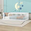 Structure de lit double en bois avec garde-corps-327904