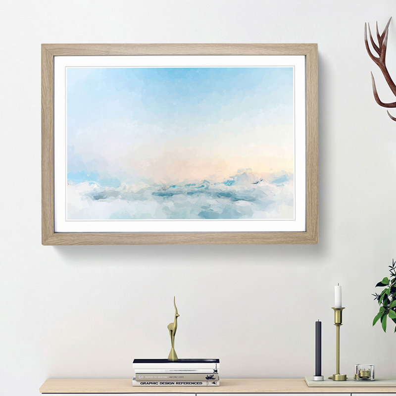 Peak of a Mountain in Abstract - Picture Frame Graphic Art Print, 62cm H x 87cm W x 2cm D, Oak Framed