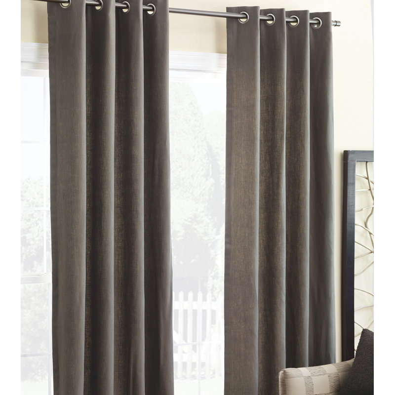Breeze Pure Linen 100% Linen Room Darkening Curtain Single Panel, Slate, 48" W x 108" L
