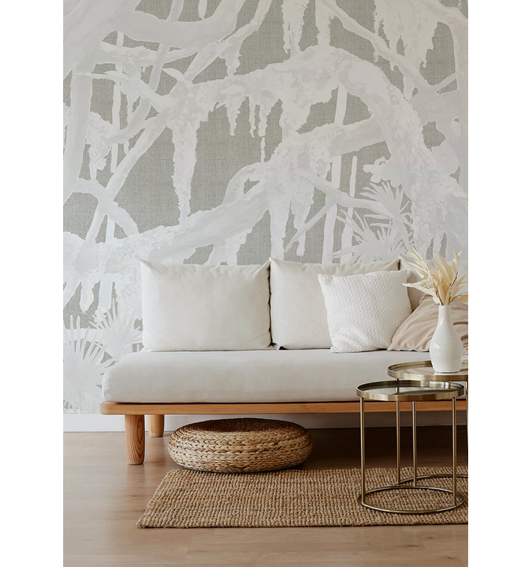 Kiawah Oaks Muted Mural by Megan Molten, Peel & Stick, White Linen