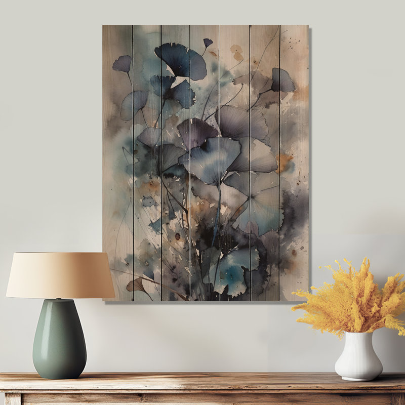Erdemir, interprétation de bouquet de fleurs bleues sur bois, H 20 po x l 10 po x P 0,78 po