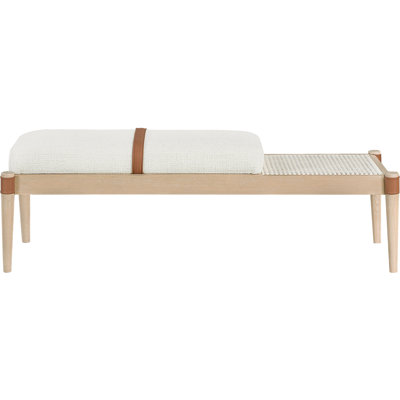 Nara Cream Linen Textured Fabric Upholstered Bench